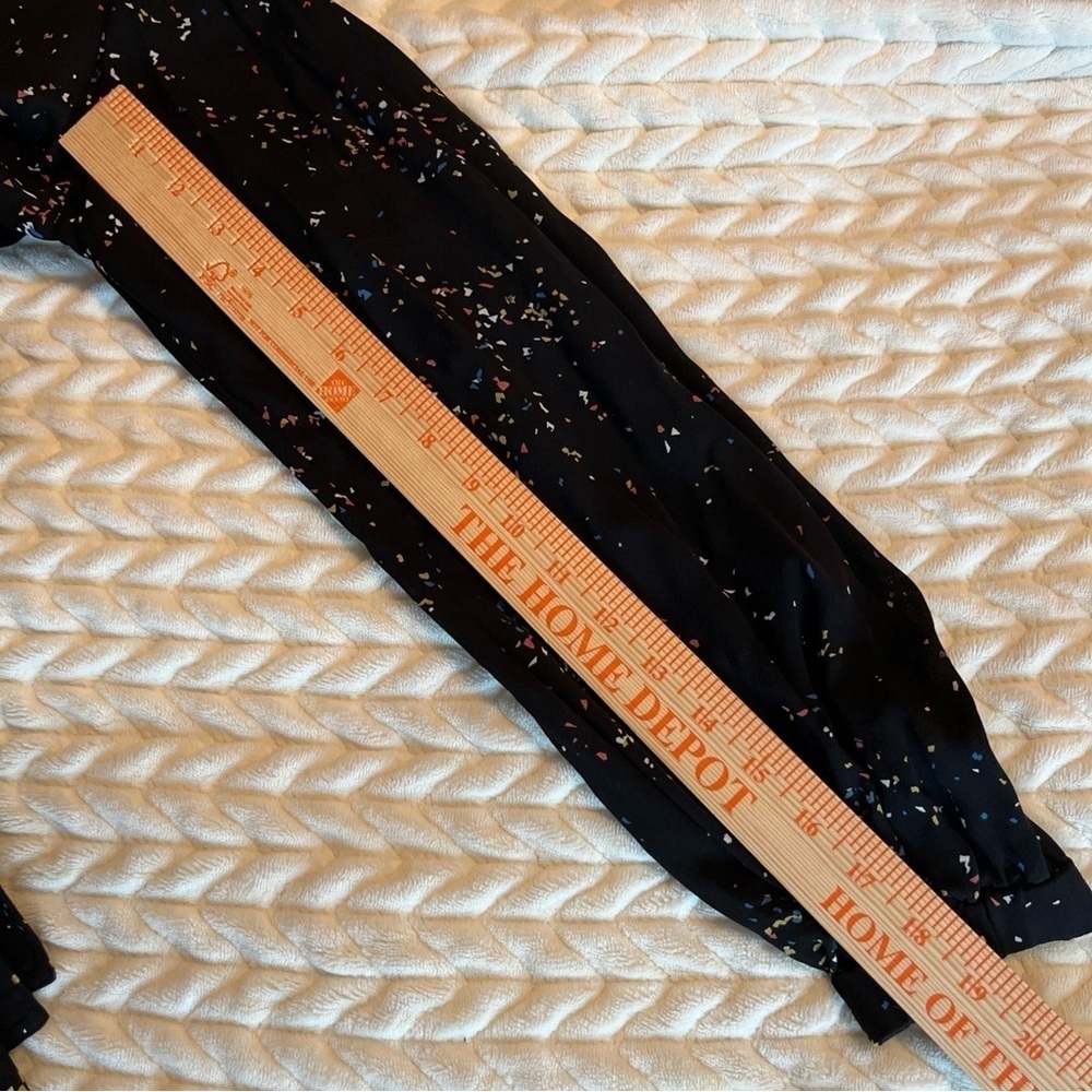 A.L.C Samantha Midi Black Dress with Multicolor Speckles, long Sleeve, 100% silk - Picture 12 of 16